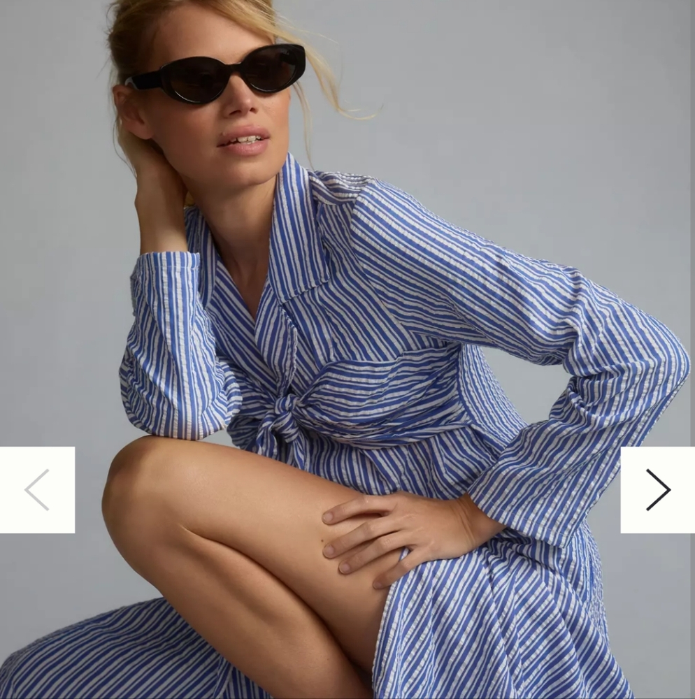 Anthropologie Blue and White Striped Maxi Dress - Picture 2 of 13